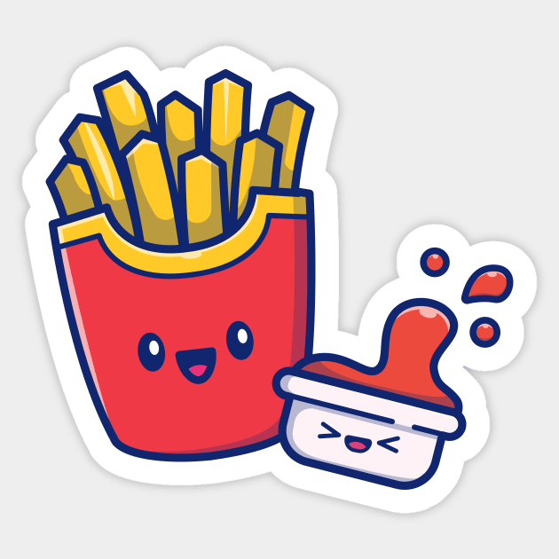 Cute French Fries With Sauce Sticker by Catalyst Labs